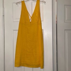 Urban outfitters yellow deep v-neck mini dress